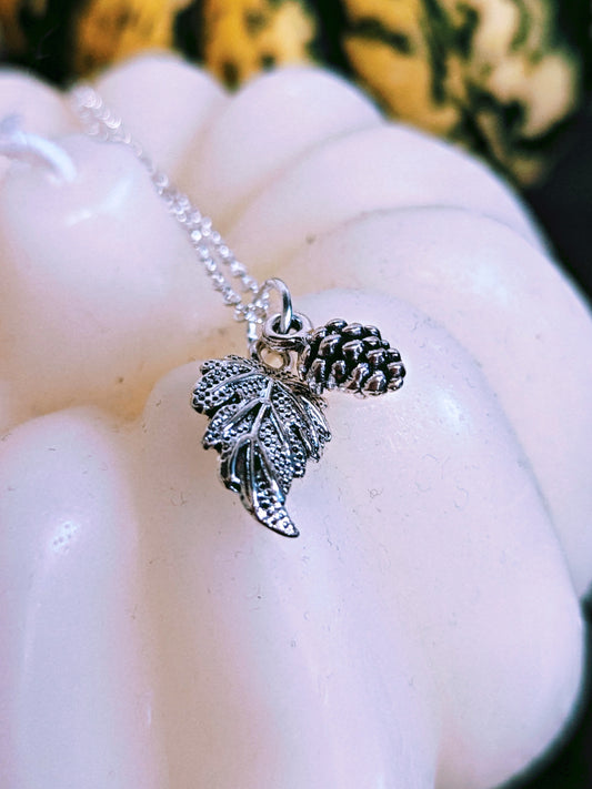 Silver Autumnal Pendant Necklace