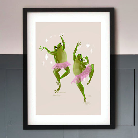 Dancing Whimsical Frogs Art Print