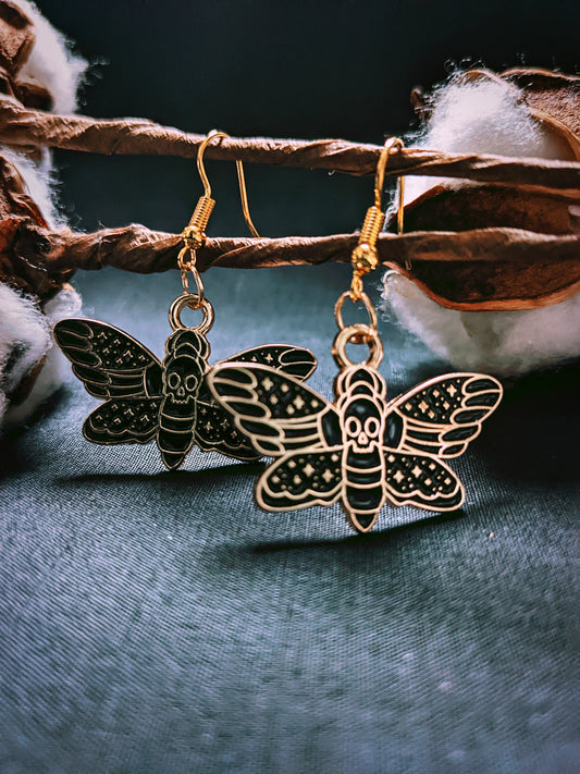 Death Moth Gold Earrings