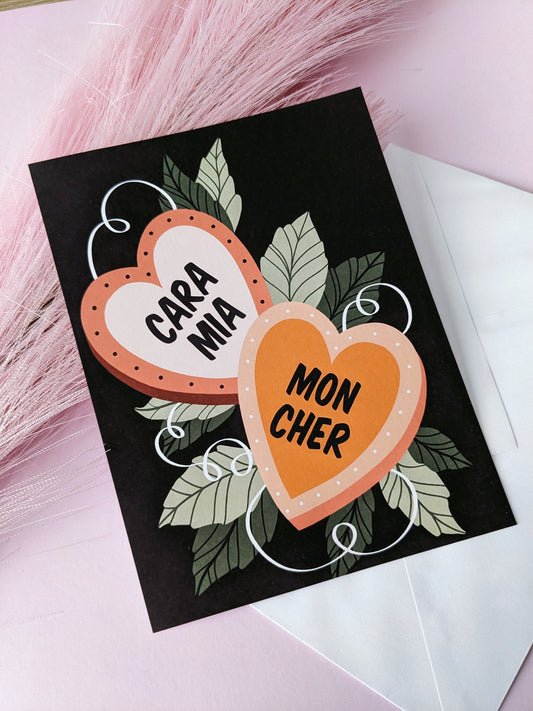 Cara Mia, Mon Cher Greeting Card