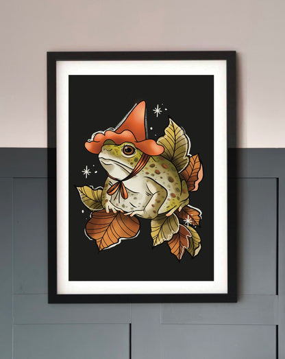 Witchy Woodland Toad Art Print