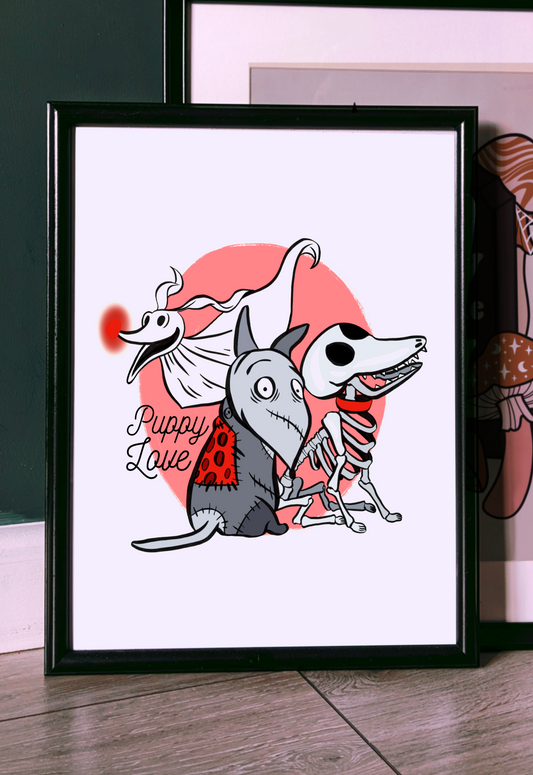Tim Burton Puppy Love Art Print
