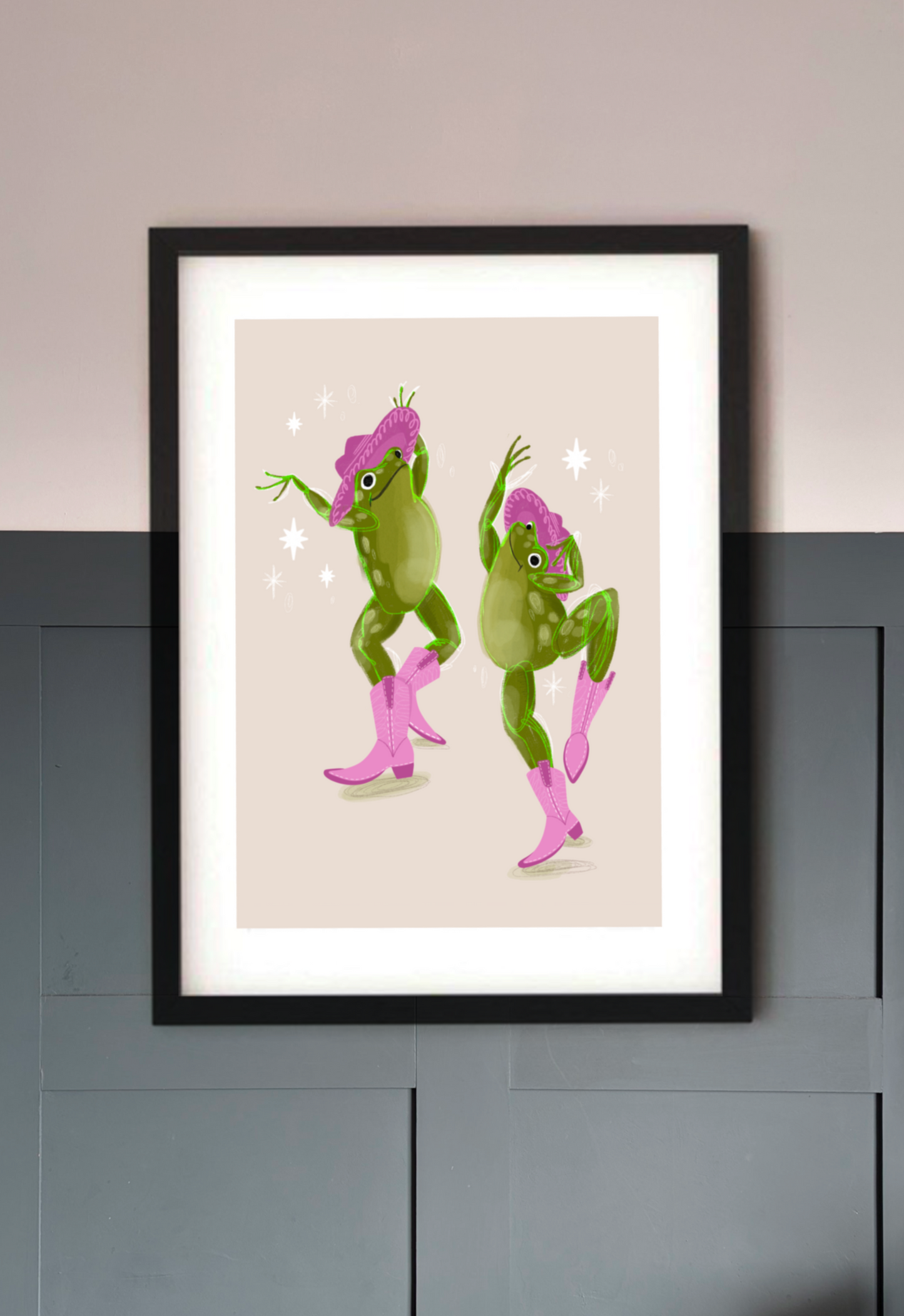 Dancing Western Frogs Art Print
