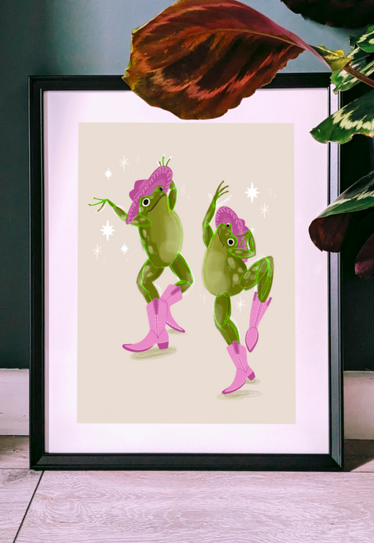 Dancing Western Frogs Art Print