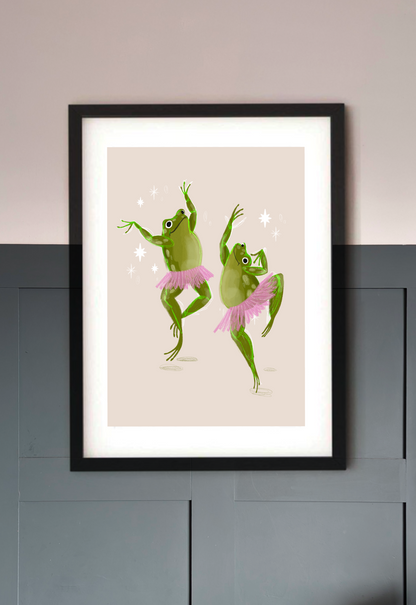 Dancing Whimsical Frogs Art Print