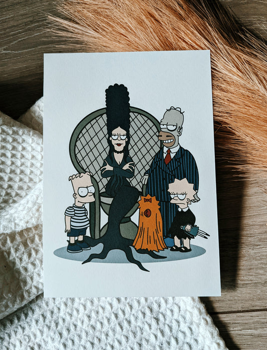 Simpsons Addams Family Crossover Art Print