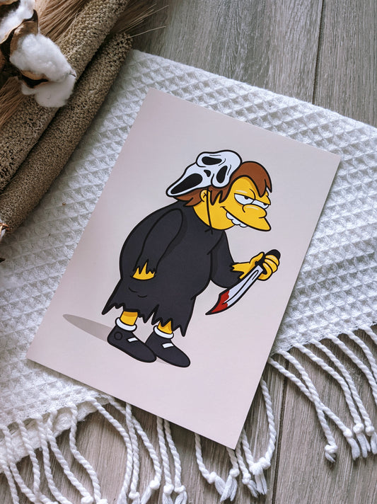 Horror x Simpsons Nelson Ghostface Art Print