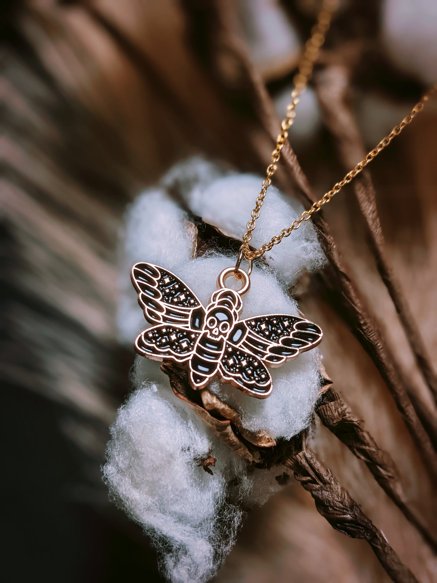 Gold Death Moth Necklace