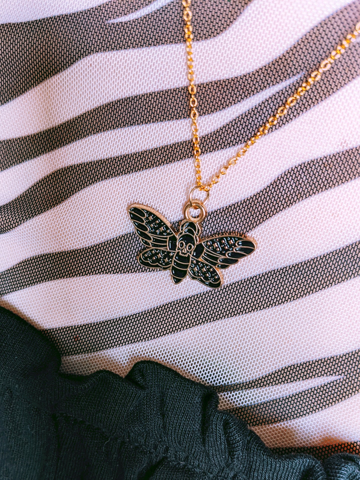 Gold Death Moth Necklace