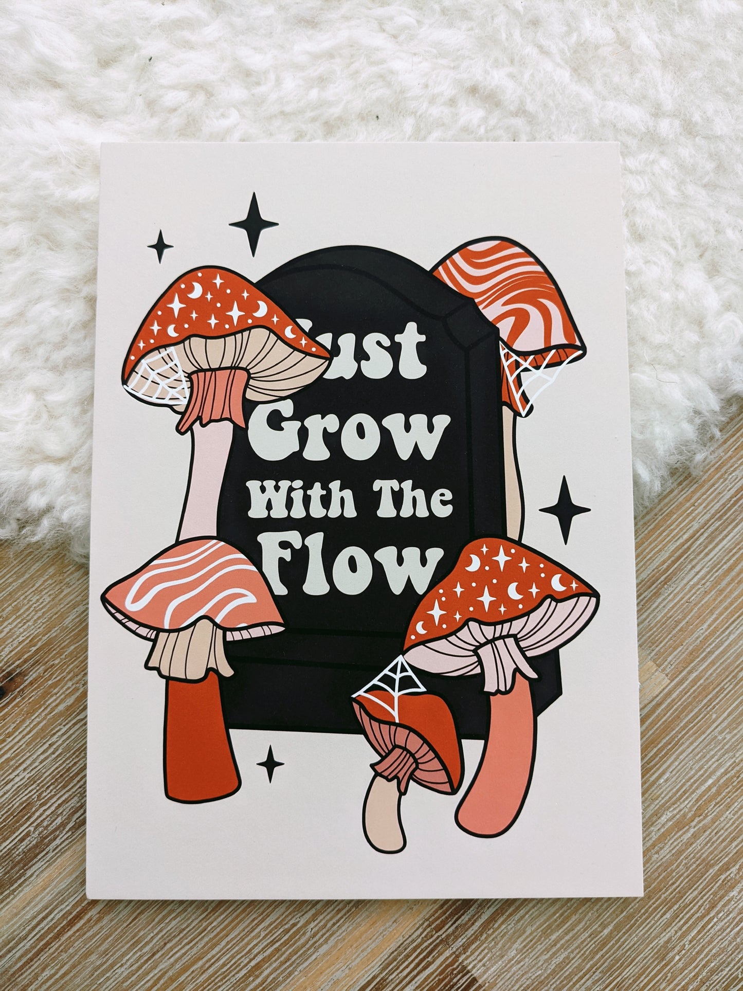 Grow with the Flow Gravestone Positive Affirmations Art Print