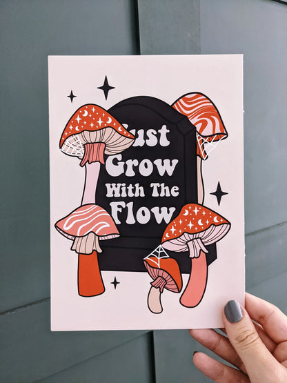 Grow with the Flow Gravestone Positive Affirmations Art Print