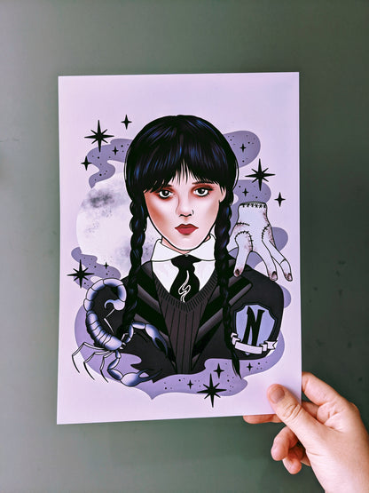 Wednesday Addams Nevermore Art Print